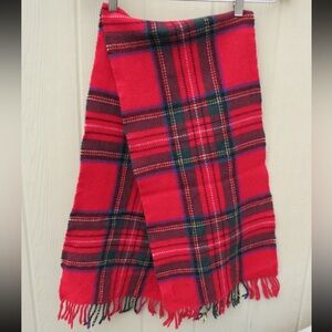 Vintage GAP Italy Wool Red and Blue Plaid Tartan Scarf